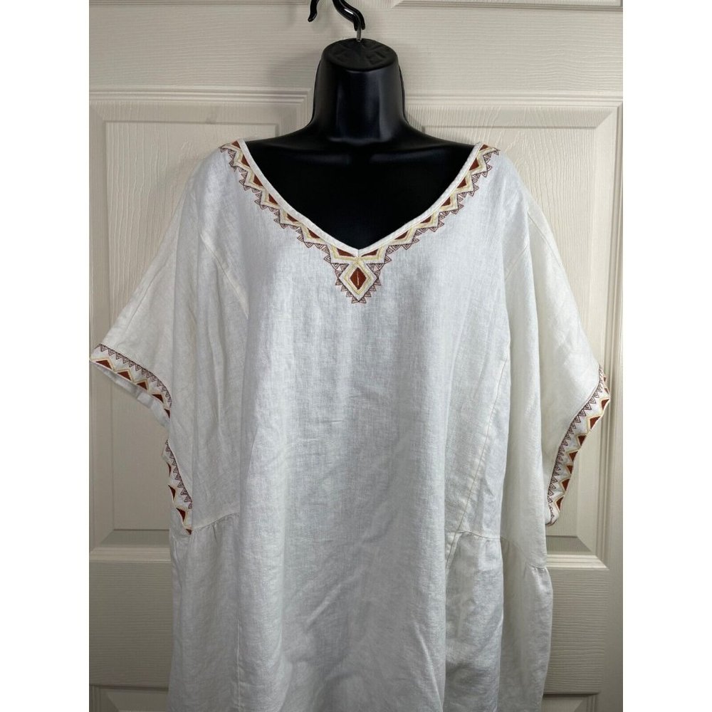 Sonoma Top Womens Plus Size 4X Dolman Sleeve Embroidered Boho Cream NWT - Picture 3 of 12